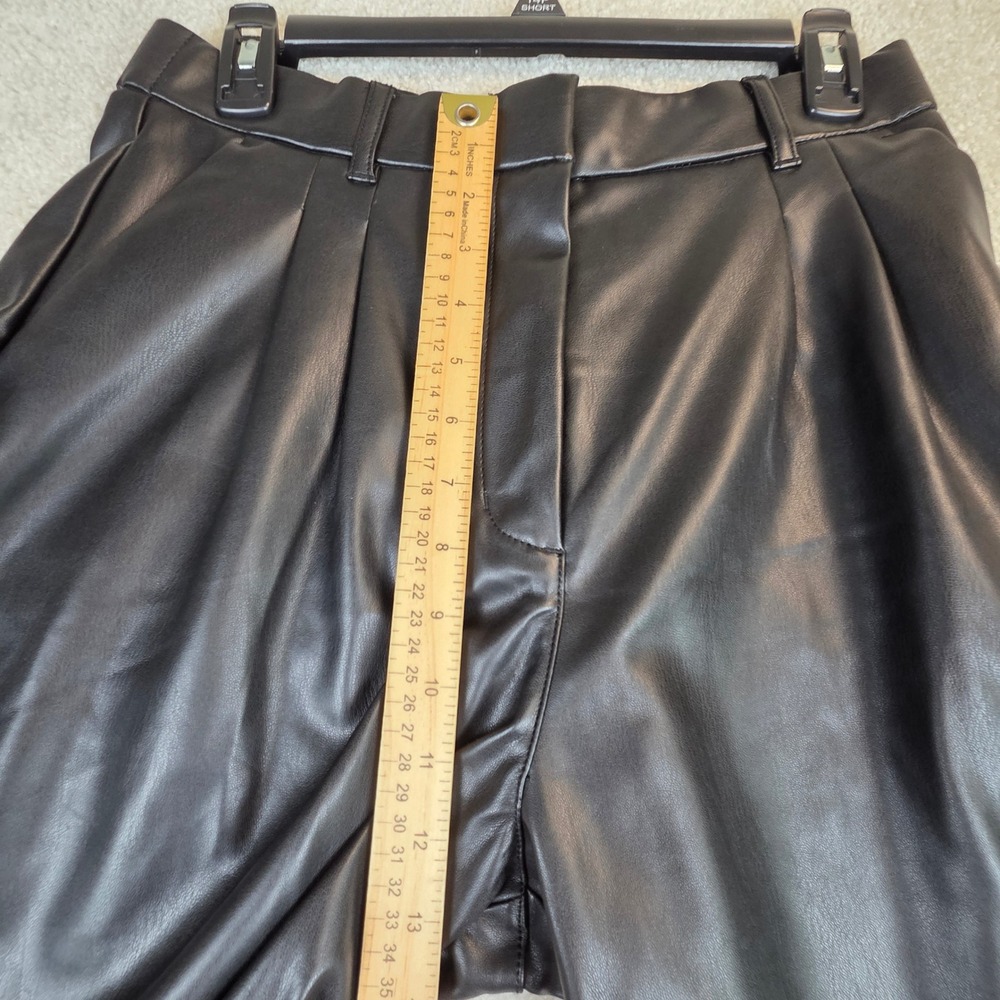 Abercrombie Fitch Curve Love‎ Vegan Leather Wide Leg Pants M Short Black - Picture 8 of 10